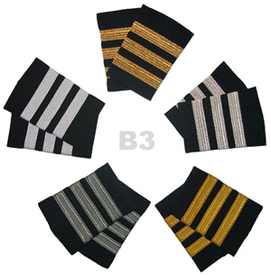 First Officer Pilot Epaulet 3 Stripe Bars